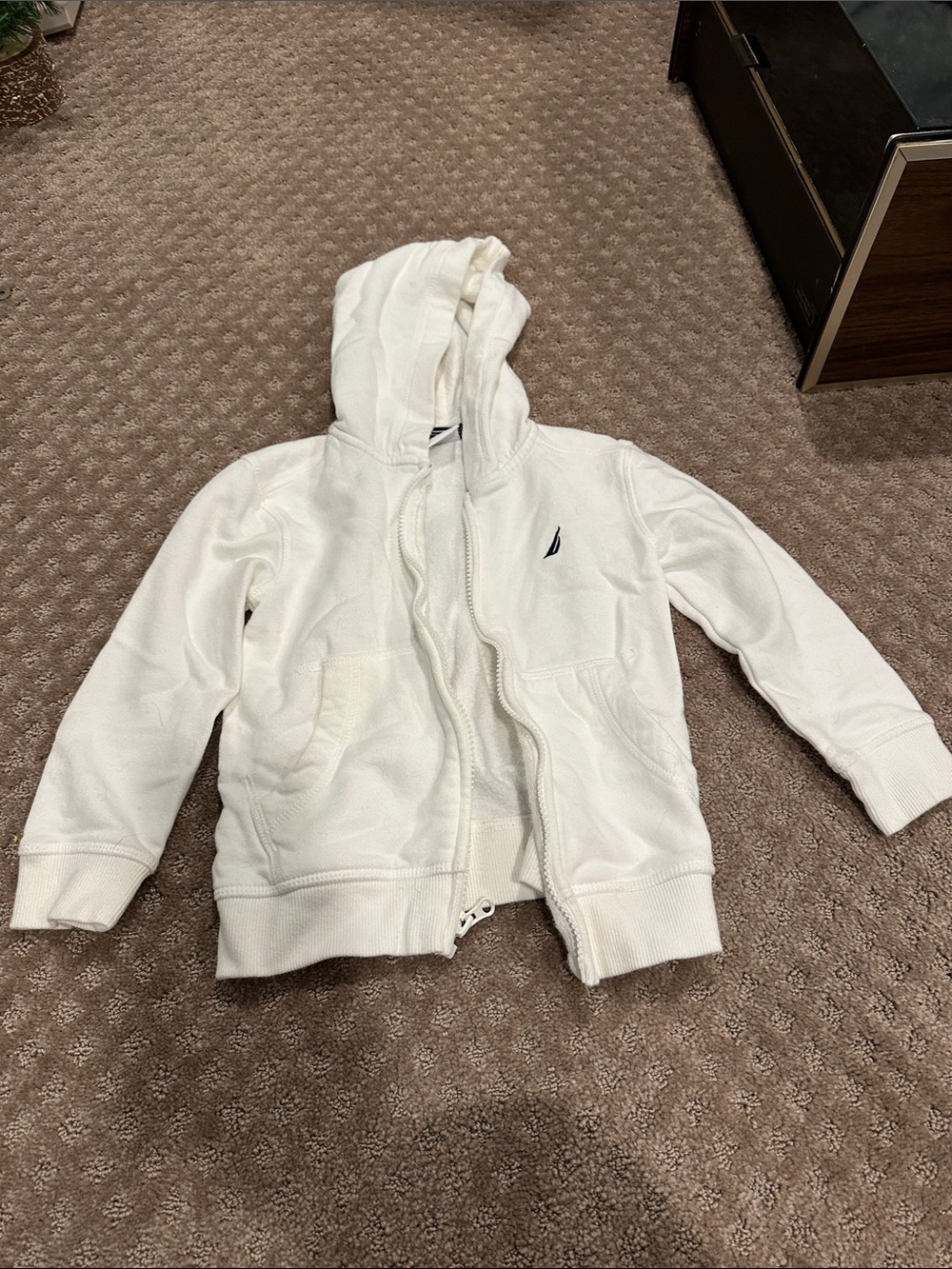 Nautica Kids Off-White Zip Hoodie with Logo
